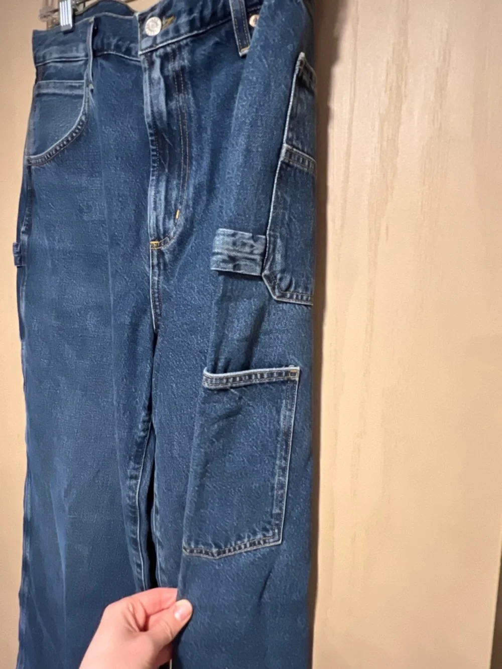 Agolde Dark Blue Wide-Leg Utility Jeans - Picture 5 of 10